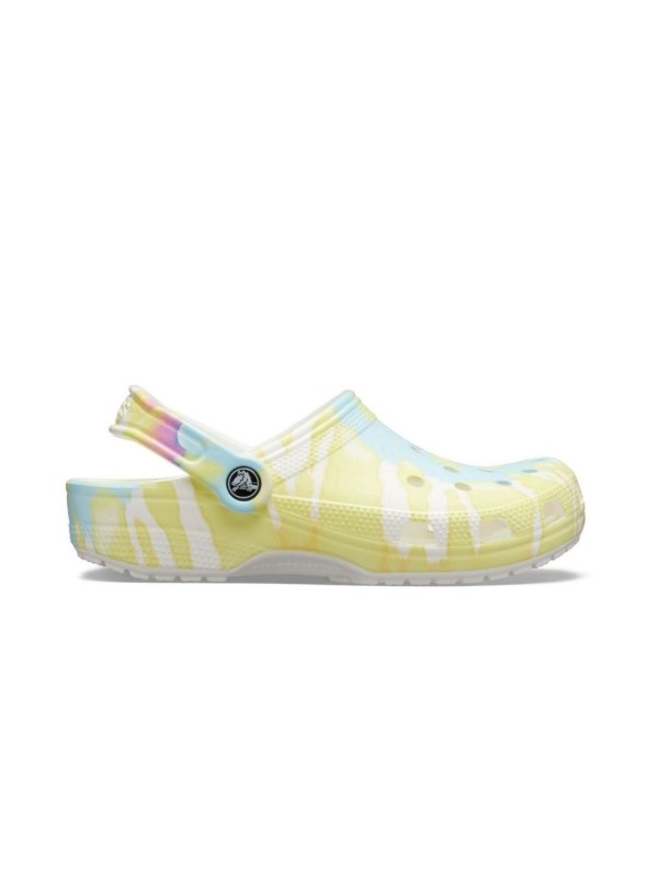 Zueco Crocs Classic Clog U Tie Dye Blanco Multi