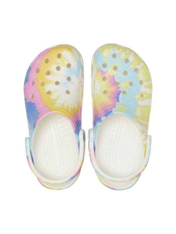 Zueco Crocs Classic Clog U Tie Dye Blanco Multi