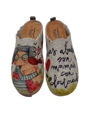Zapatilla Casa Vivant 222325 Fieltro Abuela Gris