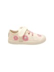 Zapatilla Lona Velcro Zapy AD31801 Flor Blanco Rosa