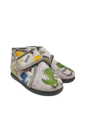 Zapatilla Casa Zapy AF10560 Dinosaurio Gris