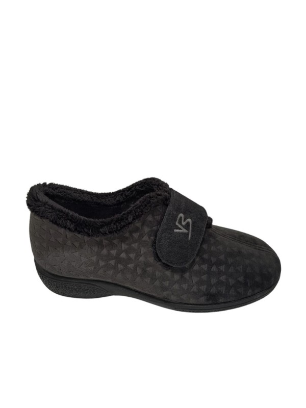 Zapatilla De Casa Velcro Vulca Bicha 4782 Gris Negro