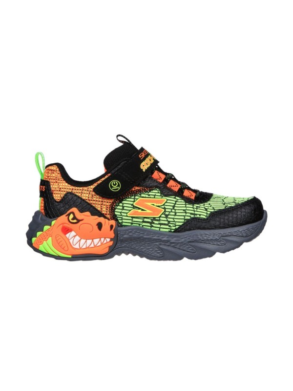 Deportivo Skechers Saurus Dino Luces 400615L Negro Naranja