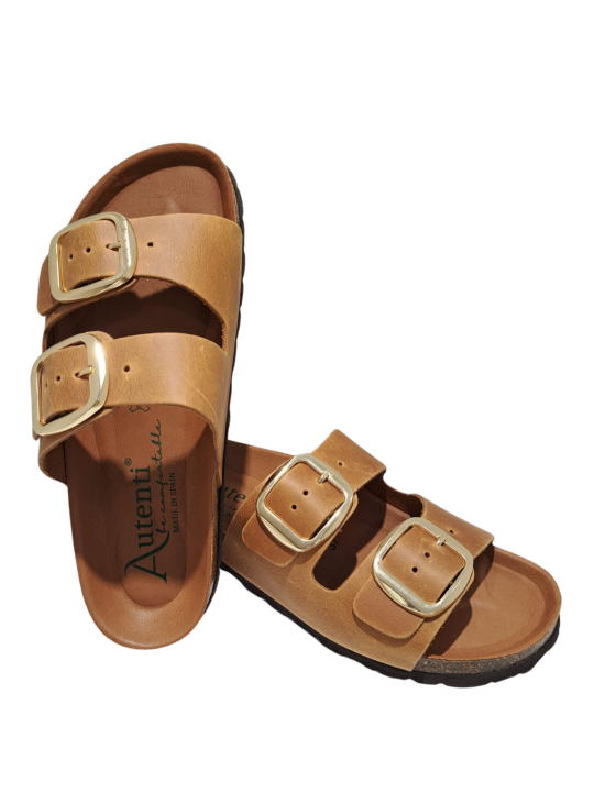 Sandalia Bio Hebillas Autenti 0747 Piel Marron