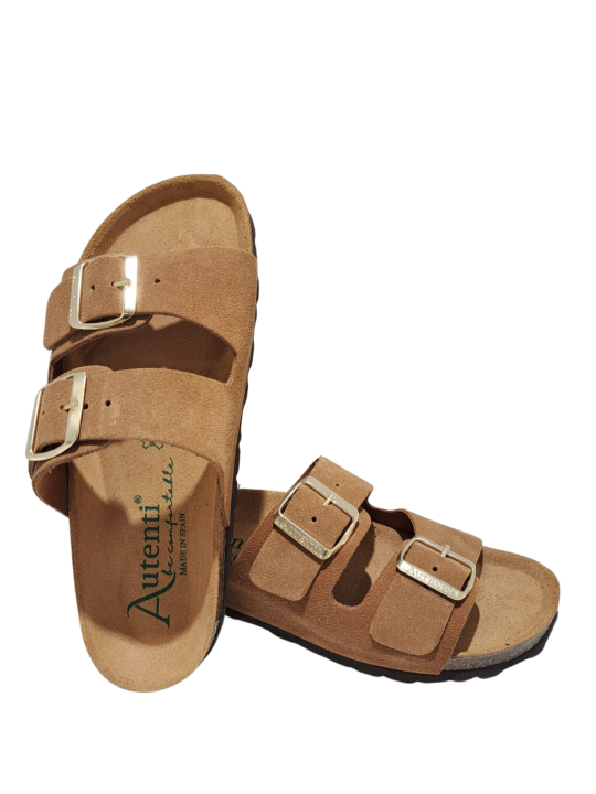 Sandalia Bio Hebillas Autenti 0747 Serraje Marron