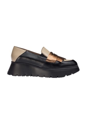 Mocasin Wonders Medianoche C-7312 Negro Beige