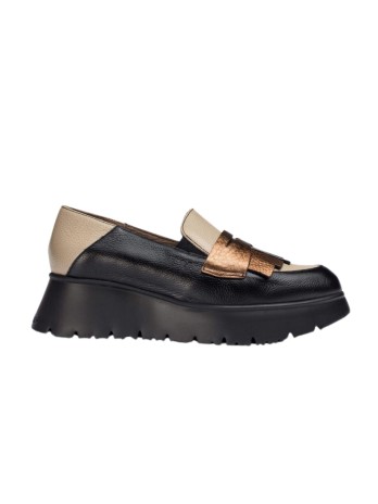 Mocasin Wonders Medianoche C-7312 Negro Beige