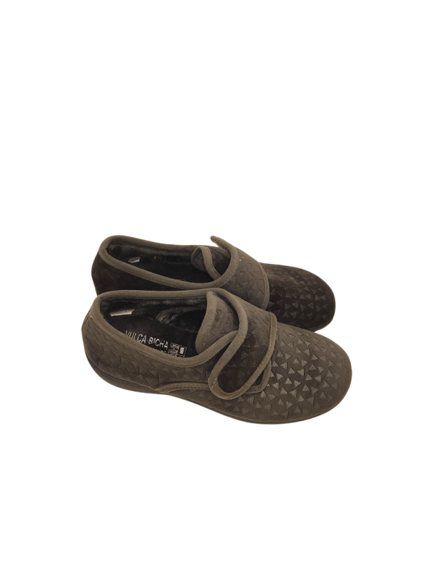 Zapatilla De Casa Velcro Vulca Bicha 779 Gris