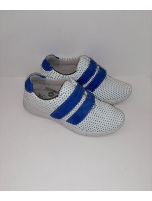 Sneaker Velcro Arcopedico L79 Blanco Azul