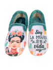 Zapatilla Casa Vulca Bicha 1335 Frida Khalo Gris Corazones