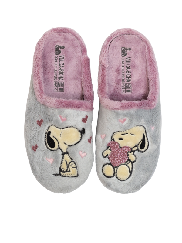 Zapatilla Casa Vulca Bicha 4345 Snoopy Gris