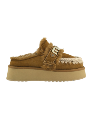 MOU Platform Clog Letter Logo Cognac