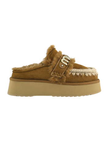 MOU Platform Clog Letter Logo Cognac