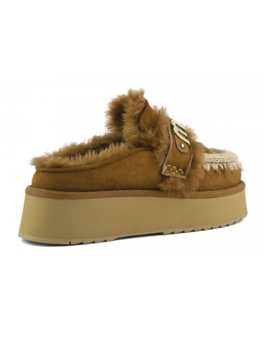 MOU Platform Clog Letter Logo Cognac