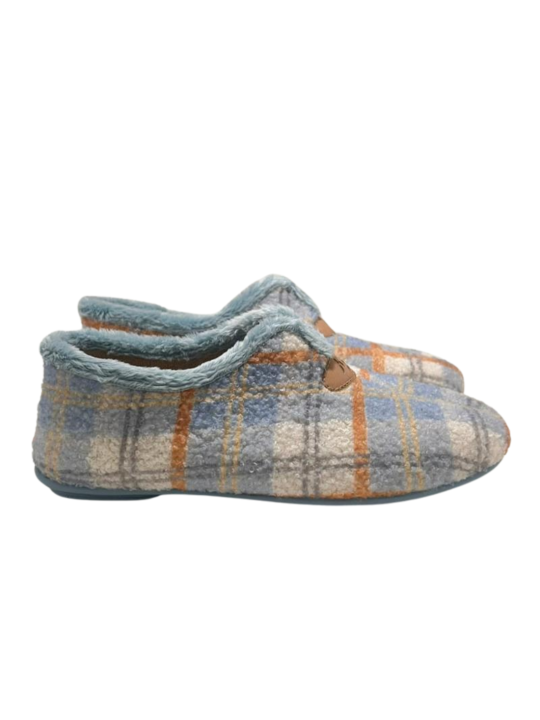 Zapatilla Casa Koki's  5-1511 Cuadros Celeste