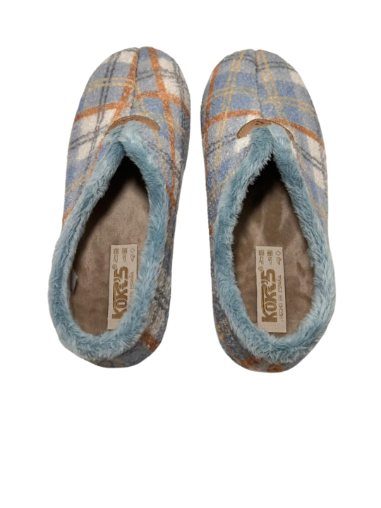 Zapatilla Casa Koki's  5-1511 Cuadros Celeste