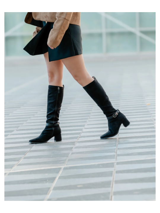 Bota Alta Popa Flare Negro