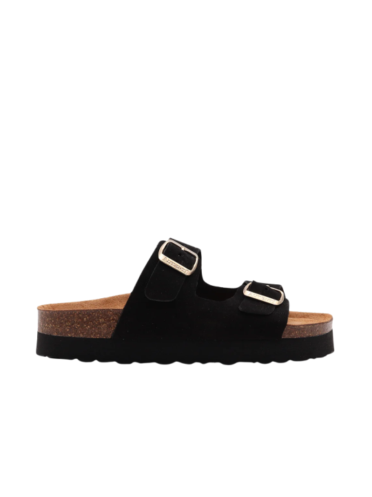 Sandalia Bio Hebillas  Autenti 11097 Serraje Negro
