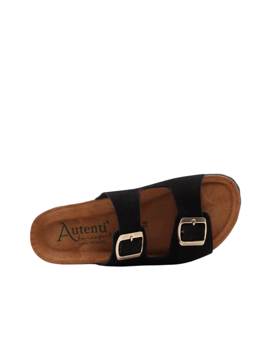 Sandalia Bio Hebillas  Autenti 11097 Serraje Negro