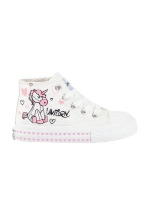 Zapatilla Alta Conguitos 14164 Unicornios Blanca